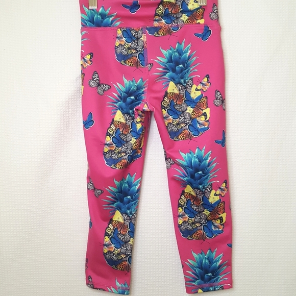 Gap Fit Girls 10-11 (Lg) Pink Tropical Butterfly Pineapple Leggings Pants - Picture 4 of 6